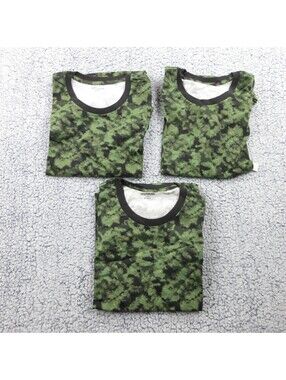 3X Goodthreads Men's L Short Sleeve Crewneck Cotton T-Shirt, Green Blurred Camo
